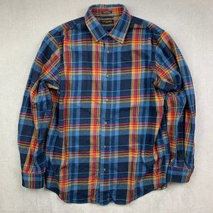 men's Banana Republic flannel blue red plaid long sleeve shirt large